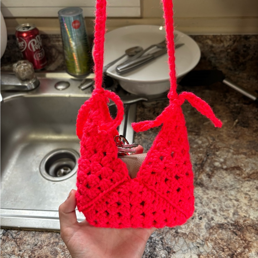 Handmade Red Crochet Bag